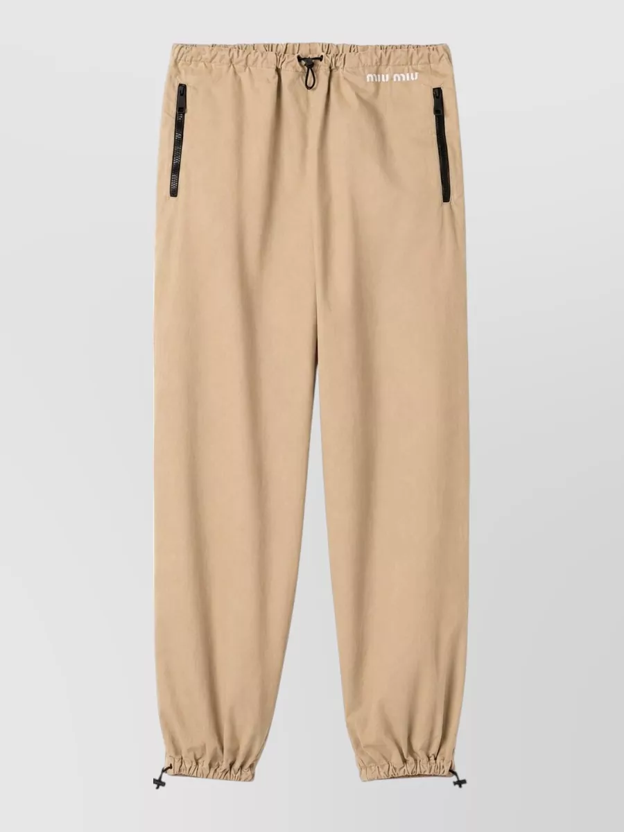 Miu Miu cotton gabardine elasticated-hem pants