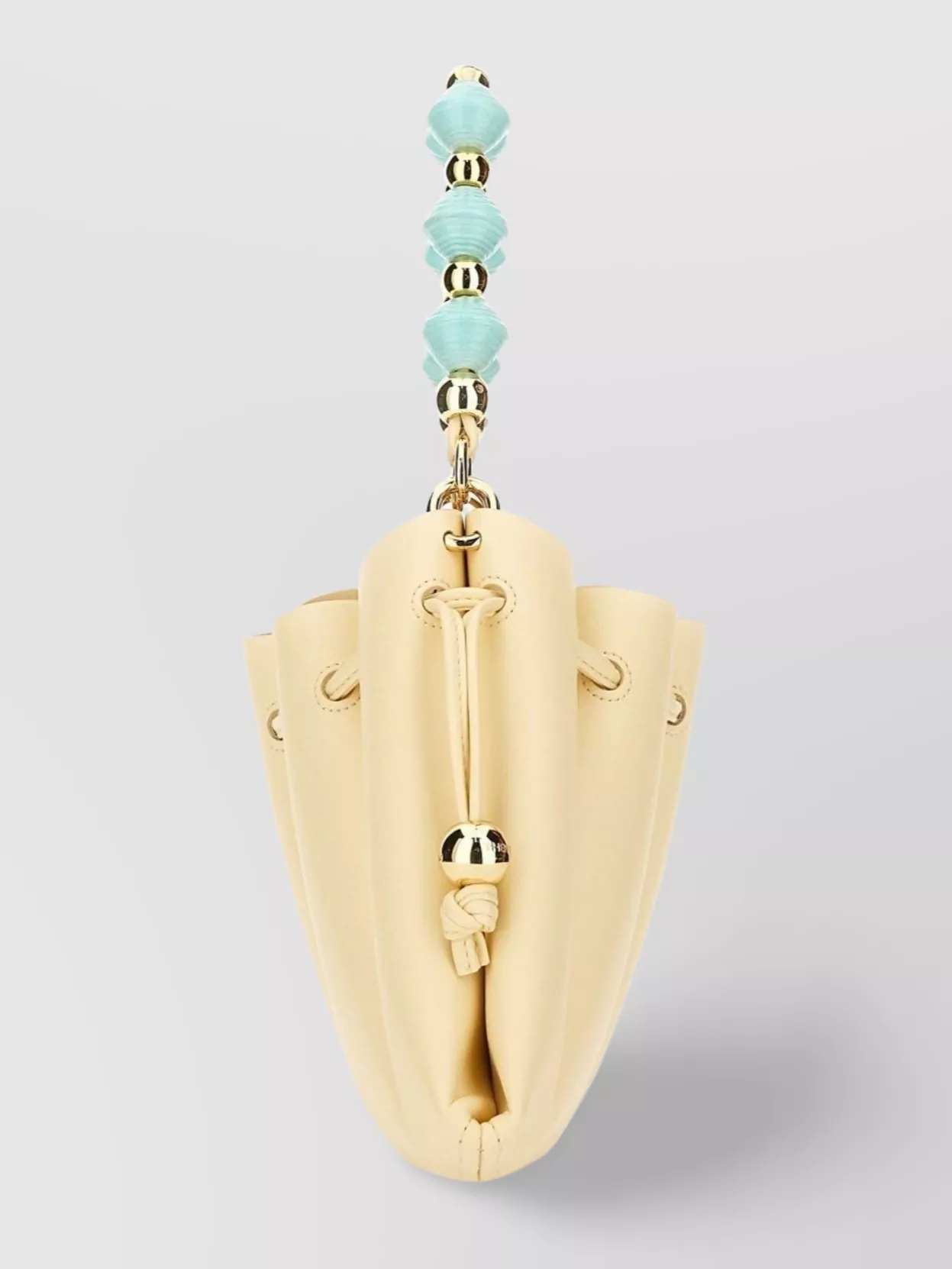 Themoirè Beaded Handle Pleated Design Bag