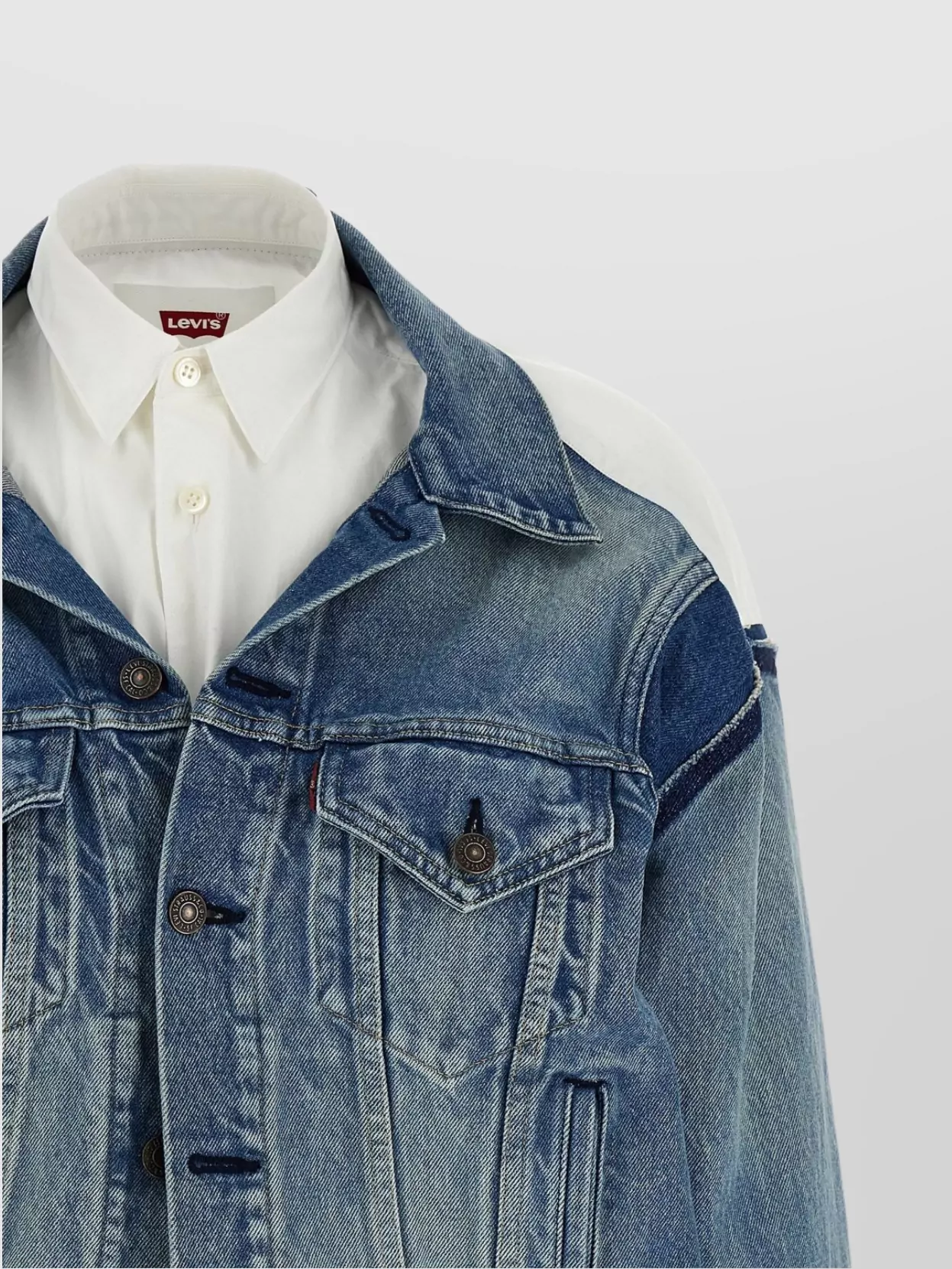 Junya Watanabe Double-layer Denim Front Shirt Jacket In Blue