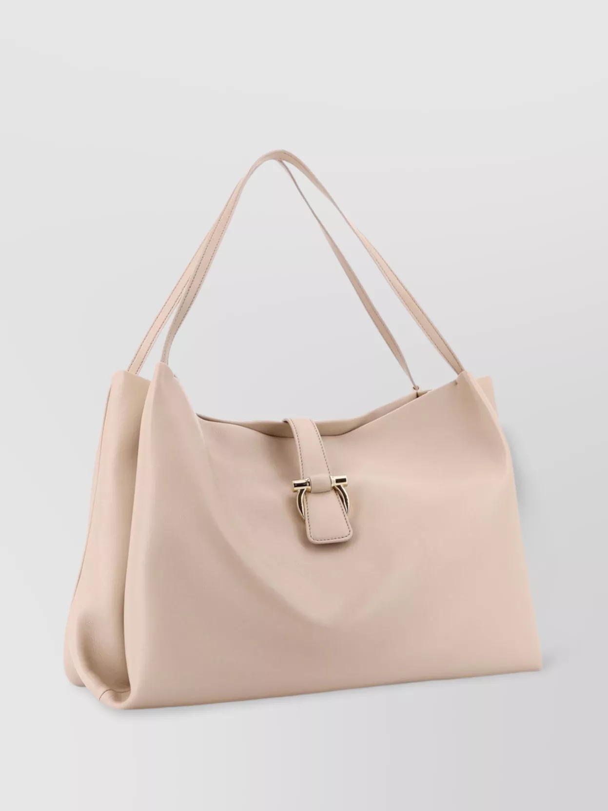 Ferragamo Leather Tote Bag With Metal Gancini Detail