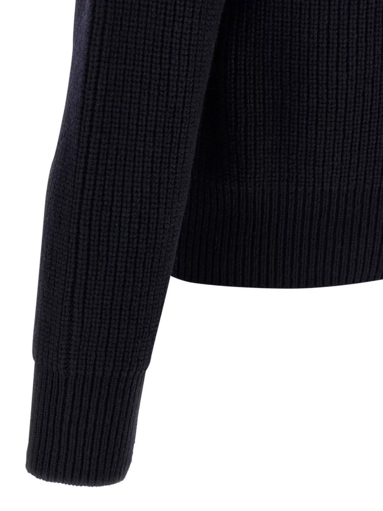 Dsquared2 Crew Neck Denim Pocket Sweater With Striped Sleeves In Black