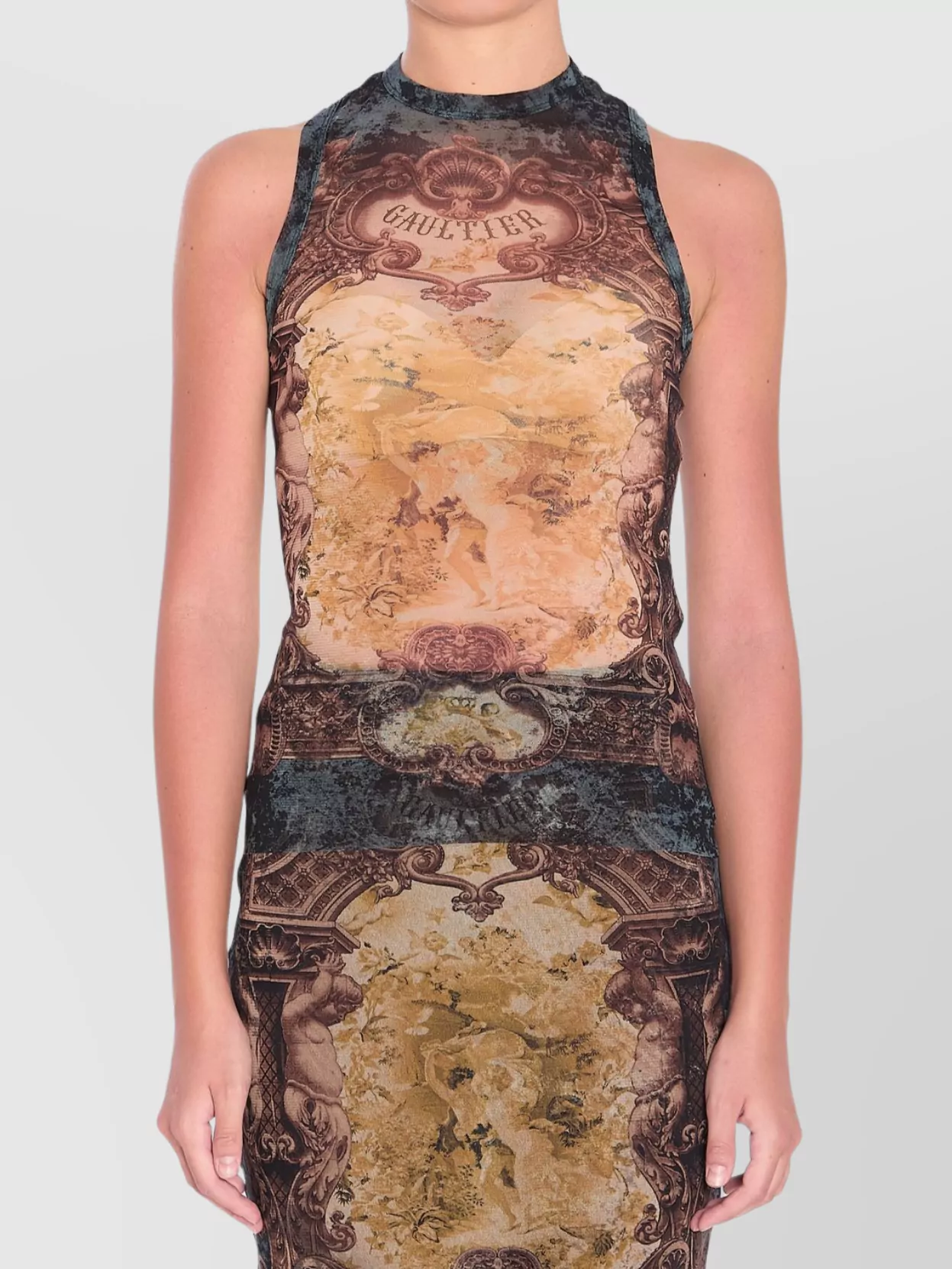 Jean Paul Gaultier Médaillon Tank Top In Gray