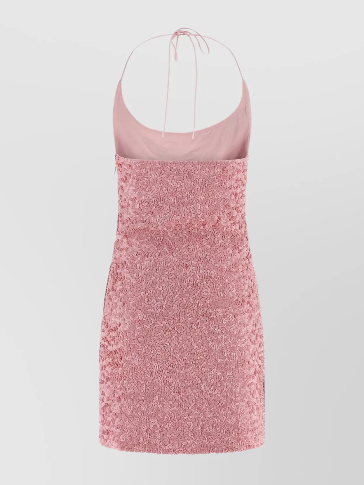Balmain Draped Halter Neck Mini Dress With Sequins In Pink