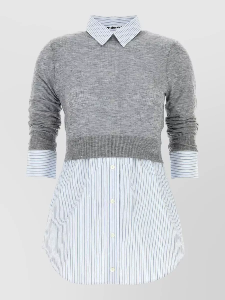 Alexander Wang wool sheer panel knitted shirt