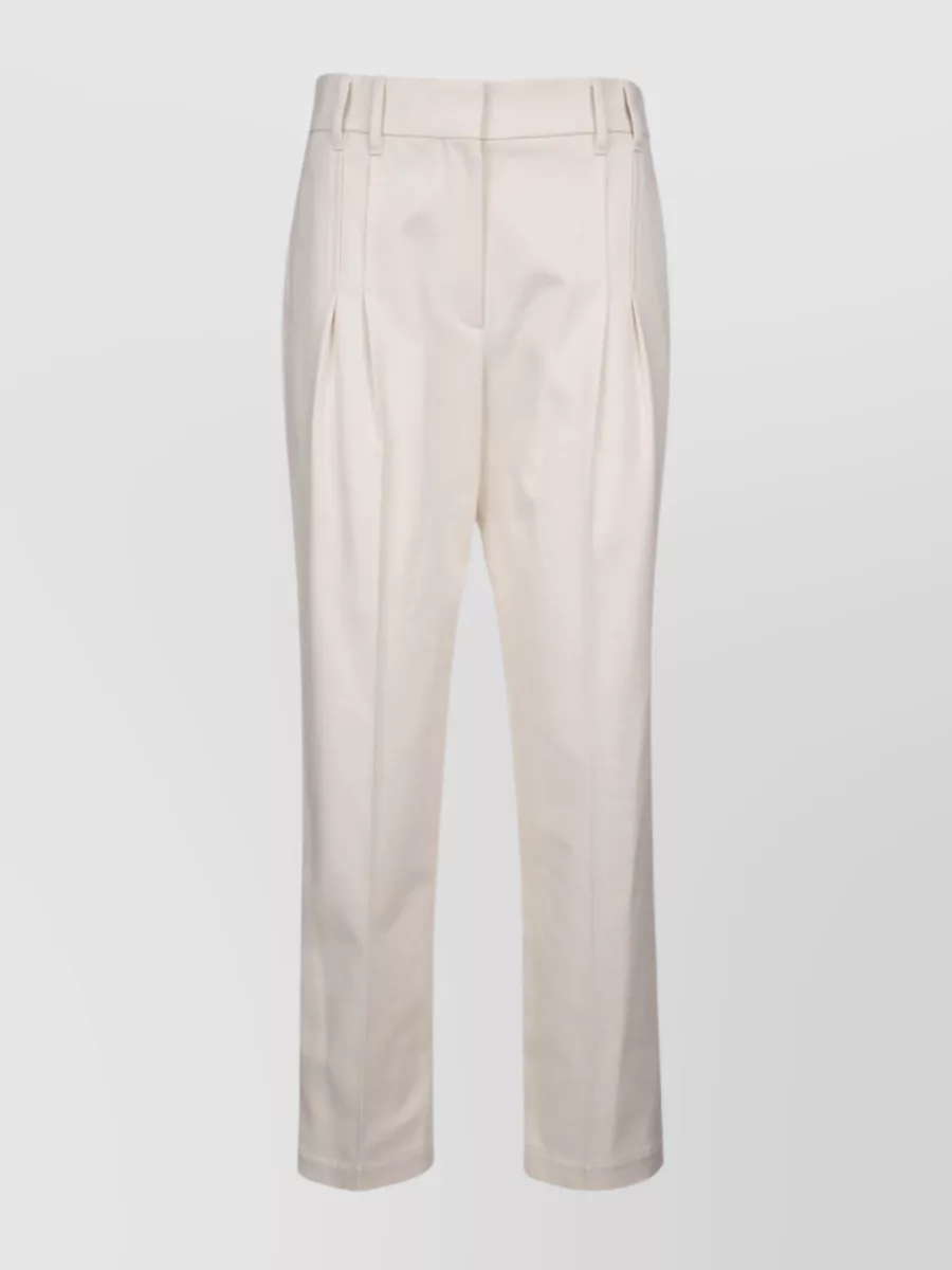 Brunello Cucinelli Pleated Straight Leg Trousers With Belt Loops