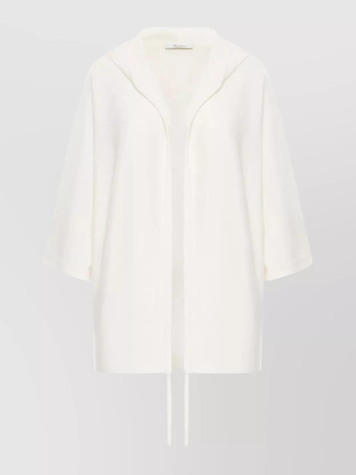 Max Mara Hooded Cardigan Drawstring Detail In White