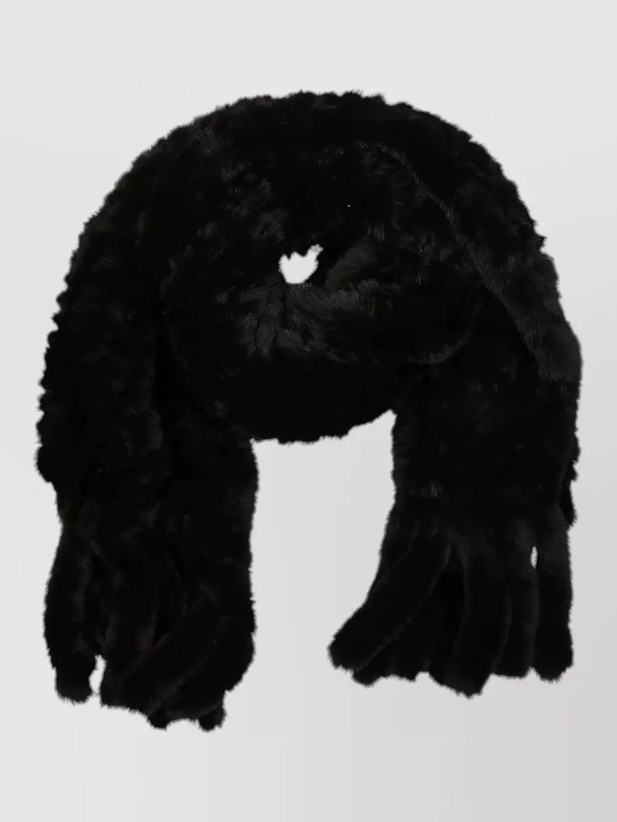 Pinko Faux Fur Gloves Long Fringe Soft Texture