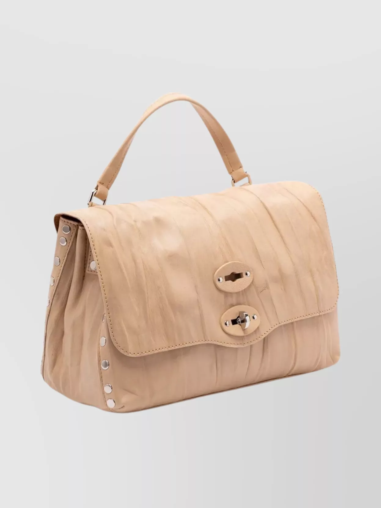 Zanellato Pleated Leather Tote Bag Stud Embellishment