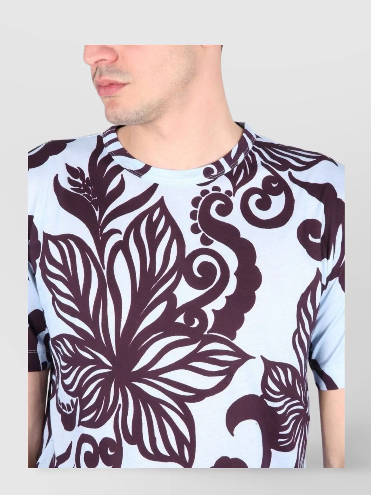 Dries Van Noten Floral Print Round Neck Short Sleeve T-Shirt
