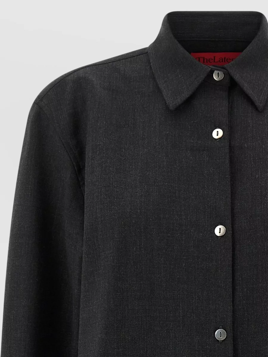 Thelatest Wool Blend Melange Long-Sleeve Shirt