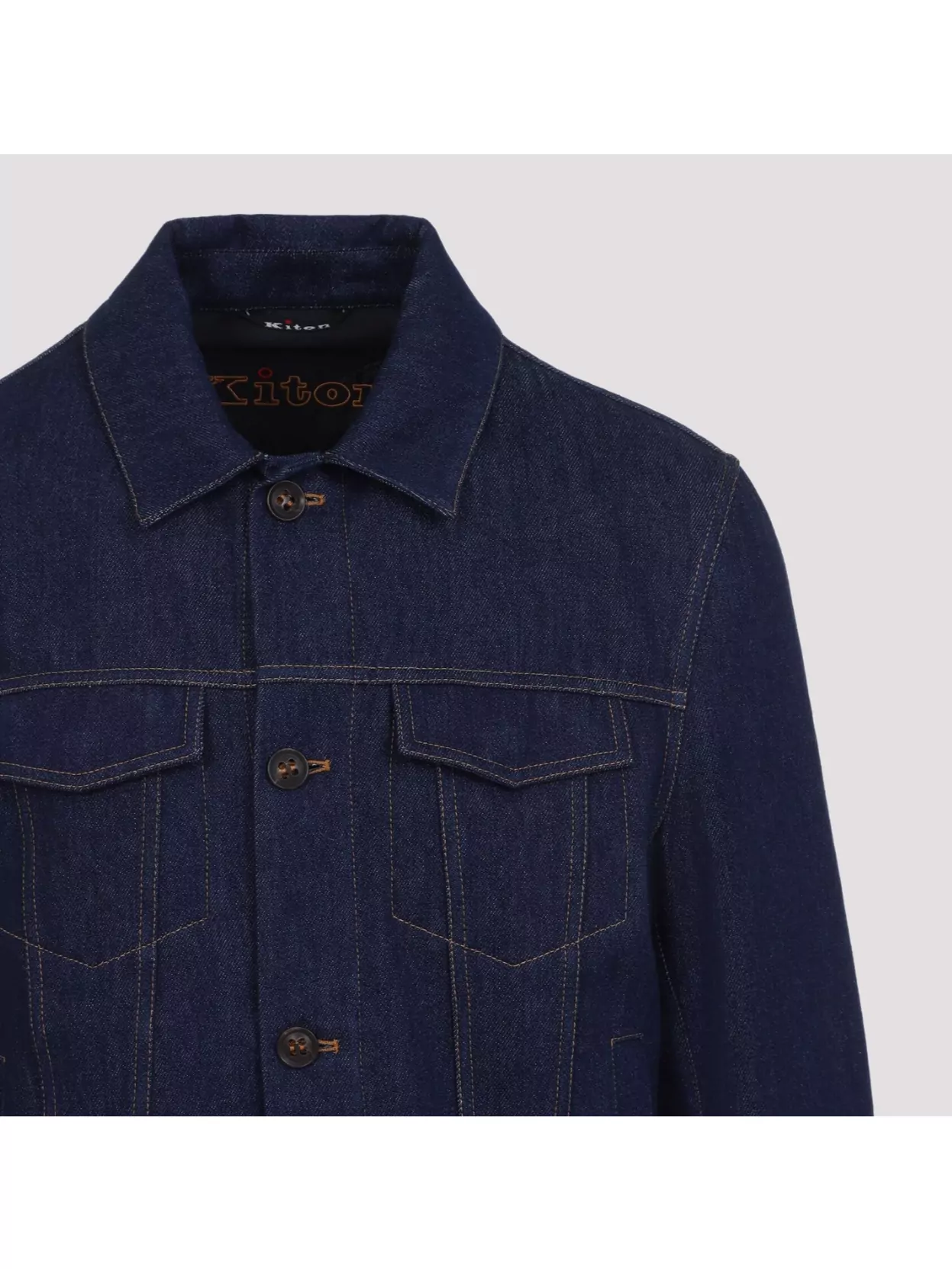 Kiton Cotton Jacket With Pointed Collar And Chest Pockets