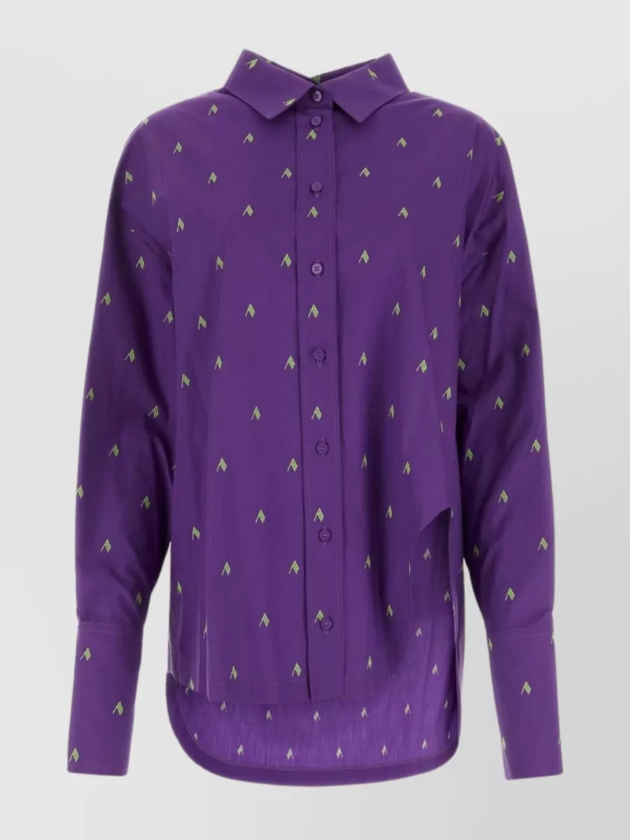 Shop Attico Embroidered Poplin Diana Shirt In Purple
