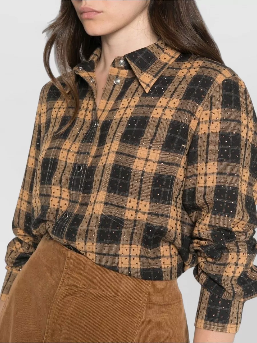 Pinko Checked Crystal-Embellished Shirt