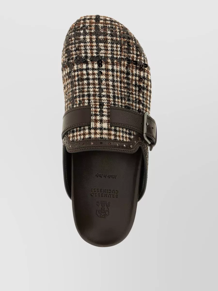 Brunello Cucinelli Houndstooth Sequin Mules