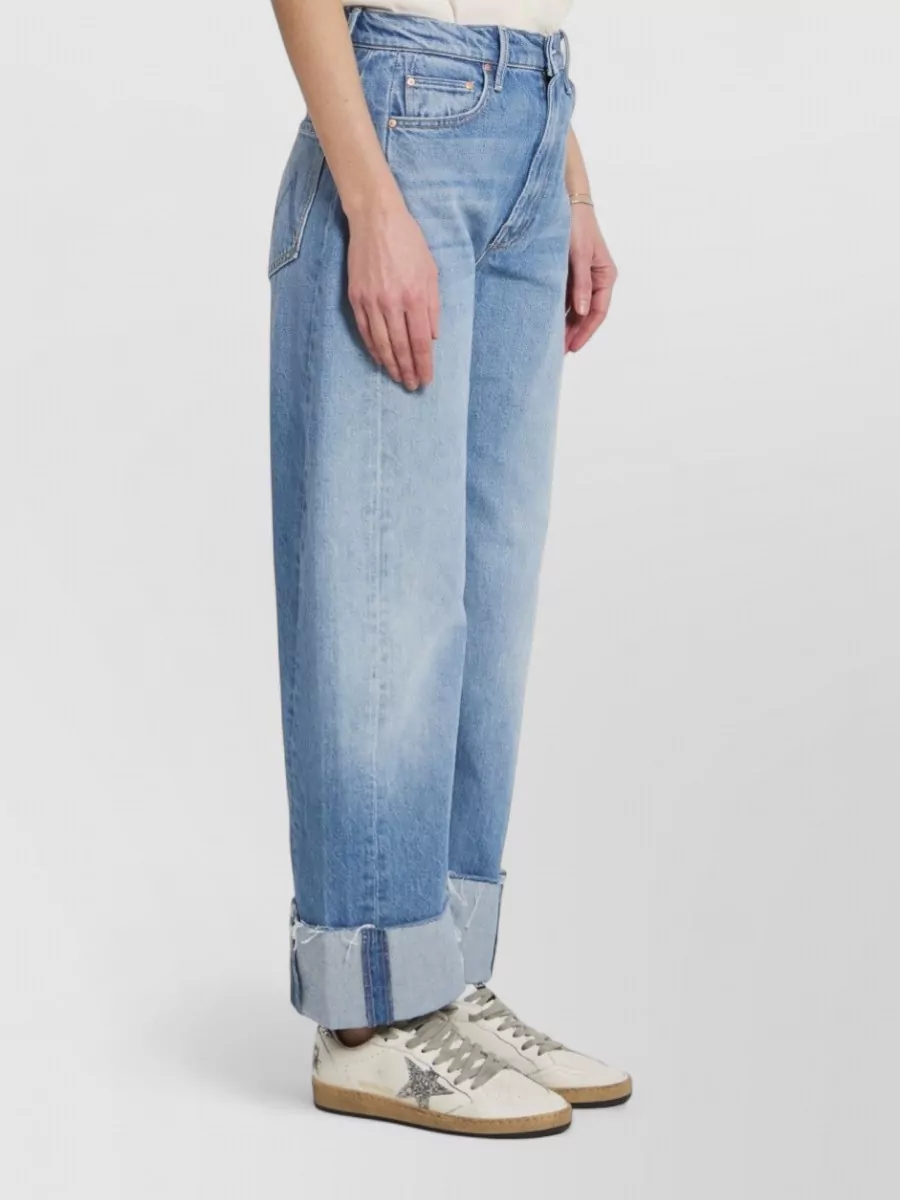 Mother Denim High-Rise Wide-Leg Cropped Jeans