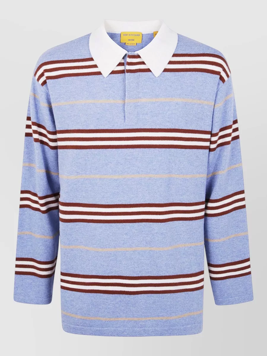 Guest In Residence Cashmere Striped Long-Sleeve Polo Sweater