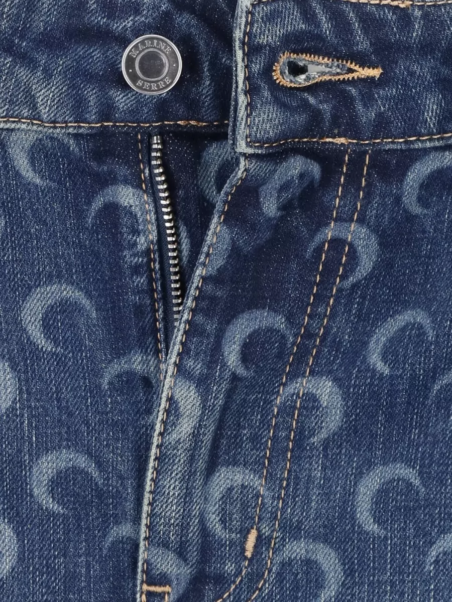 Marine Serre Straight-Leg Denim Jeans