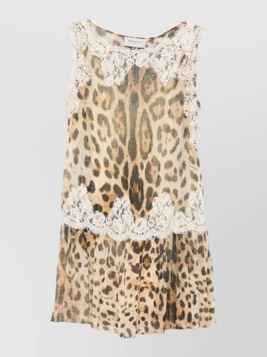 Ermanno Firenze Leopard-Print Sleeveless Mini Dress