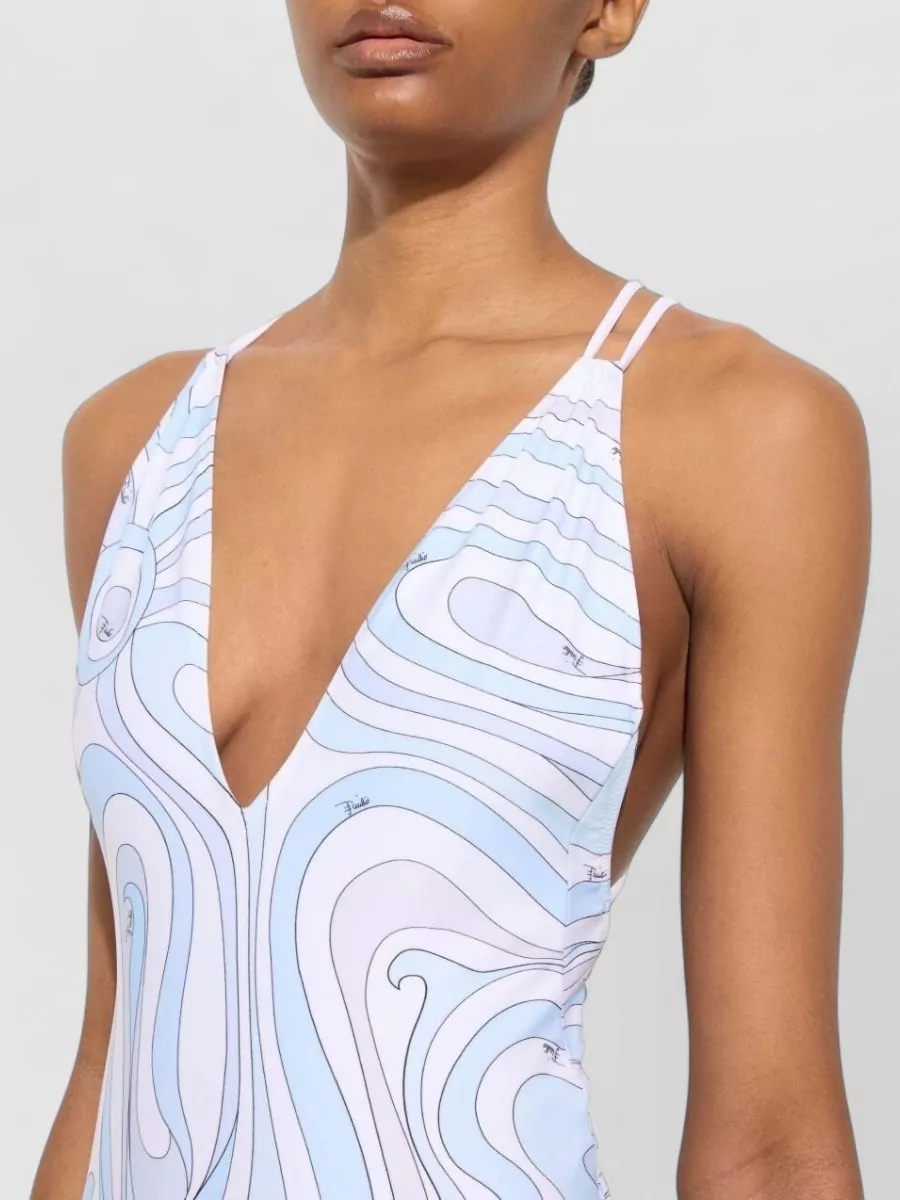 Pucci Printed Deep V-Neck Swimsuit