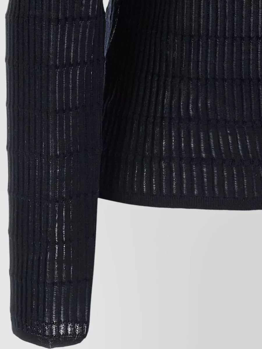 S Max Mara Silk Wool Ribbed Boat Neck Long-Sleeve Sweater