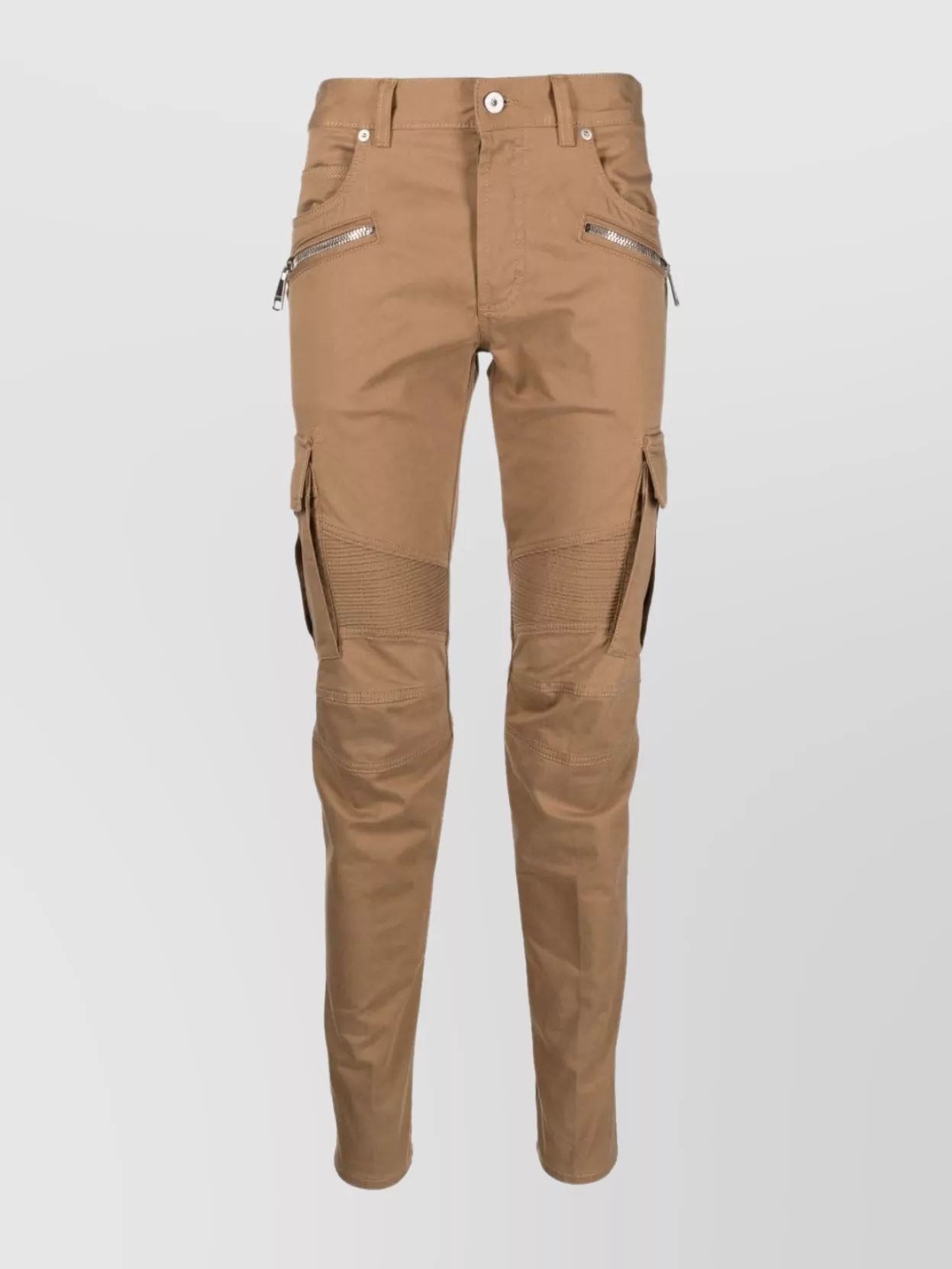 Shop Balmain Straight Leg Trousers With Tapered Shape And Cargo Pockets In White