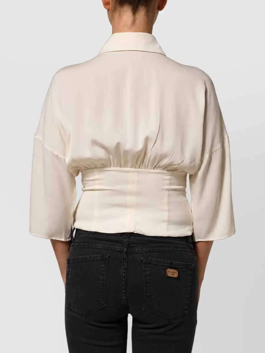 Dolce&Gabbana Silk Ascot-Collar Long-Sleeve Blouse