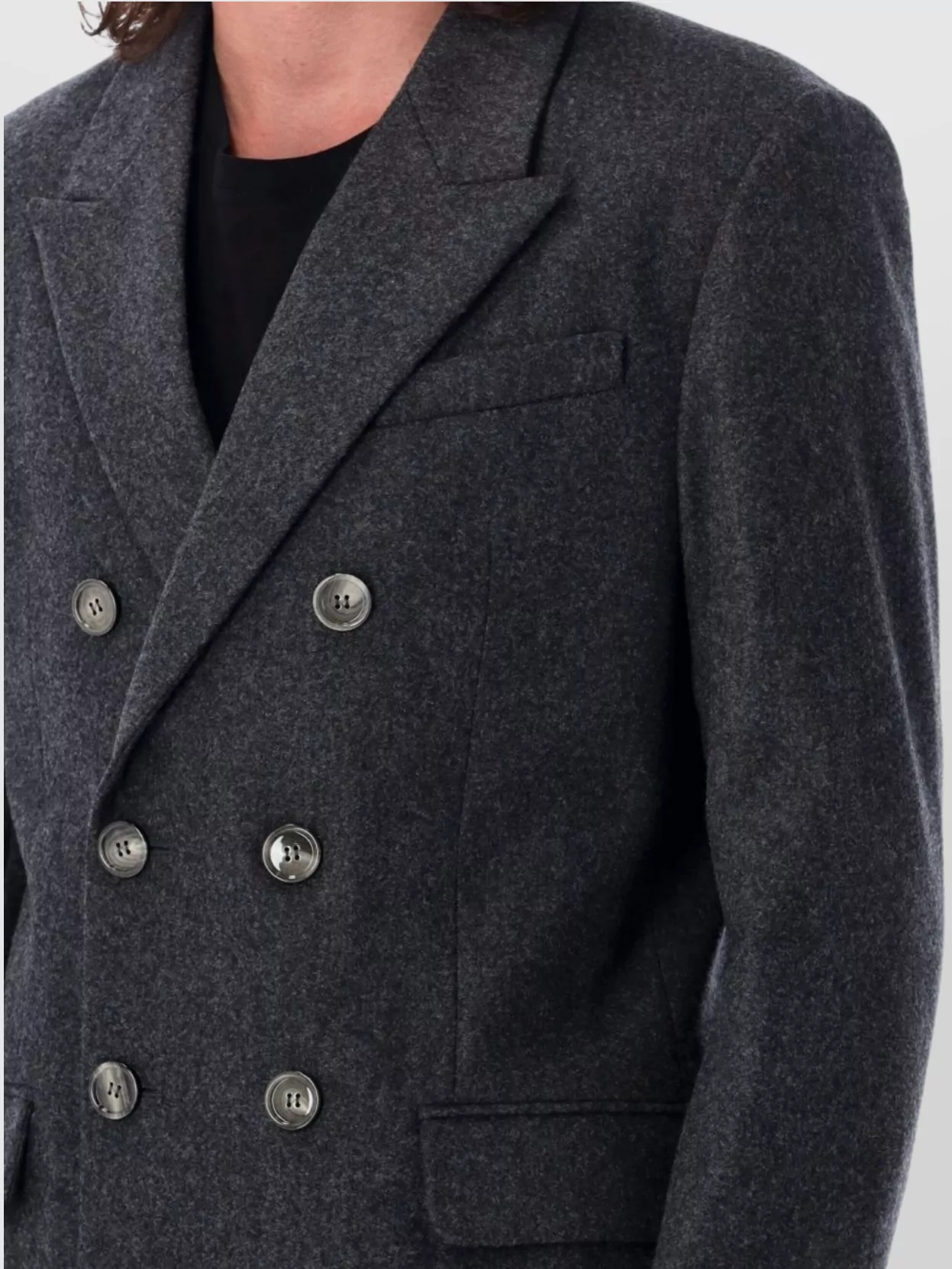 Ami Paris Double-Breasted Jacket Structured Shoulders