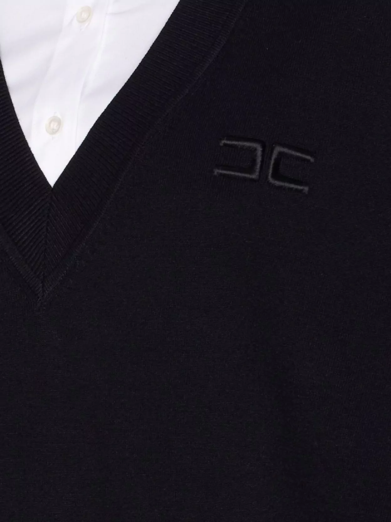 Elisabetta Franchi Dress With Contrast Collar And V-Neckline
