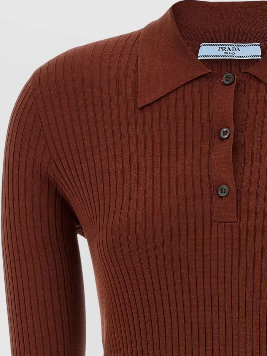 Prada Ribbed Polo Top