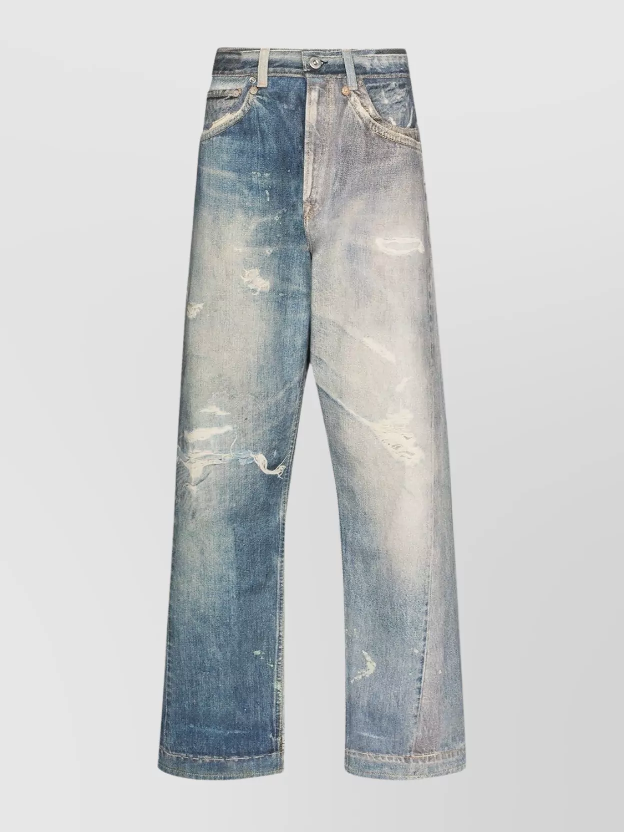 Our Legacy High Waist Wide Leg Distressed Jeans In Blue