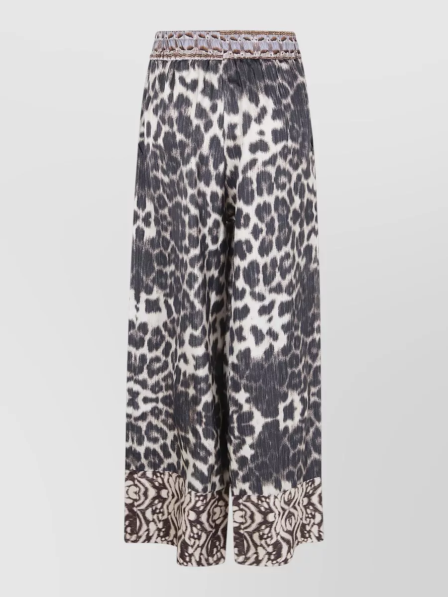 Pierre Louise Mascia Cialda Trousers Animal Motif Wide Leg Contrast In Animal Print