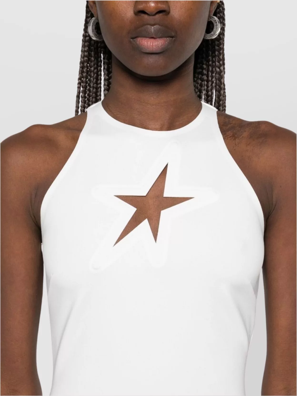 Mugler Crew Neck Star Cutout Top