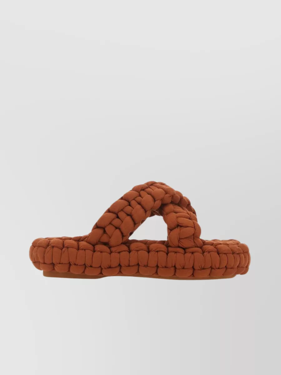 Shop Chloé Stretch Fabric Platform Slippers In Brown