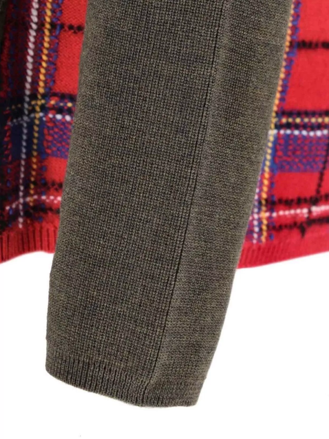 Comme Des Garçons Asymmetric Plaid Crew Neck Sweater