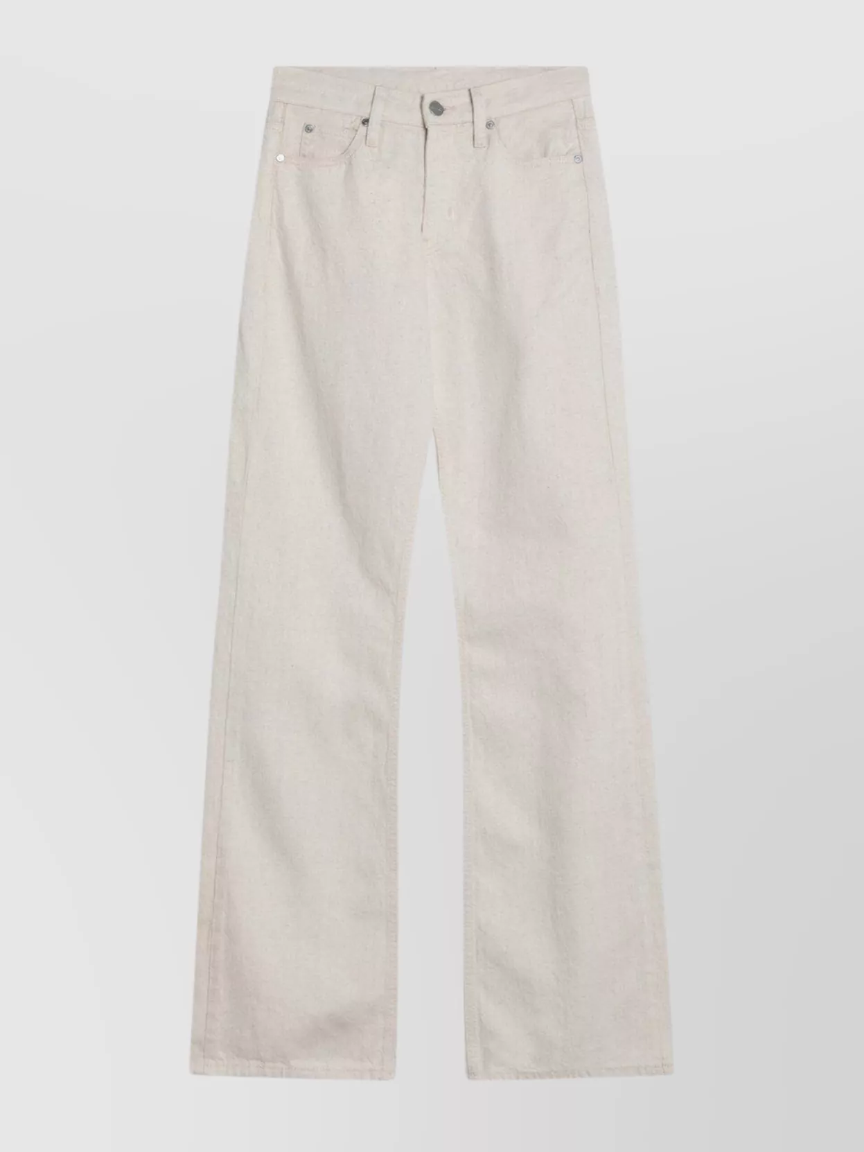 Calvin Klein Relaxed Flared Beige Jeans In Linen Blend In White