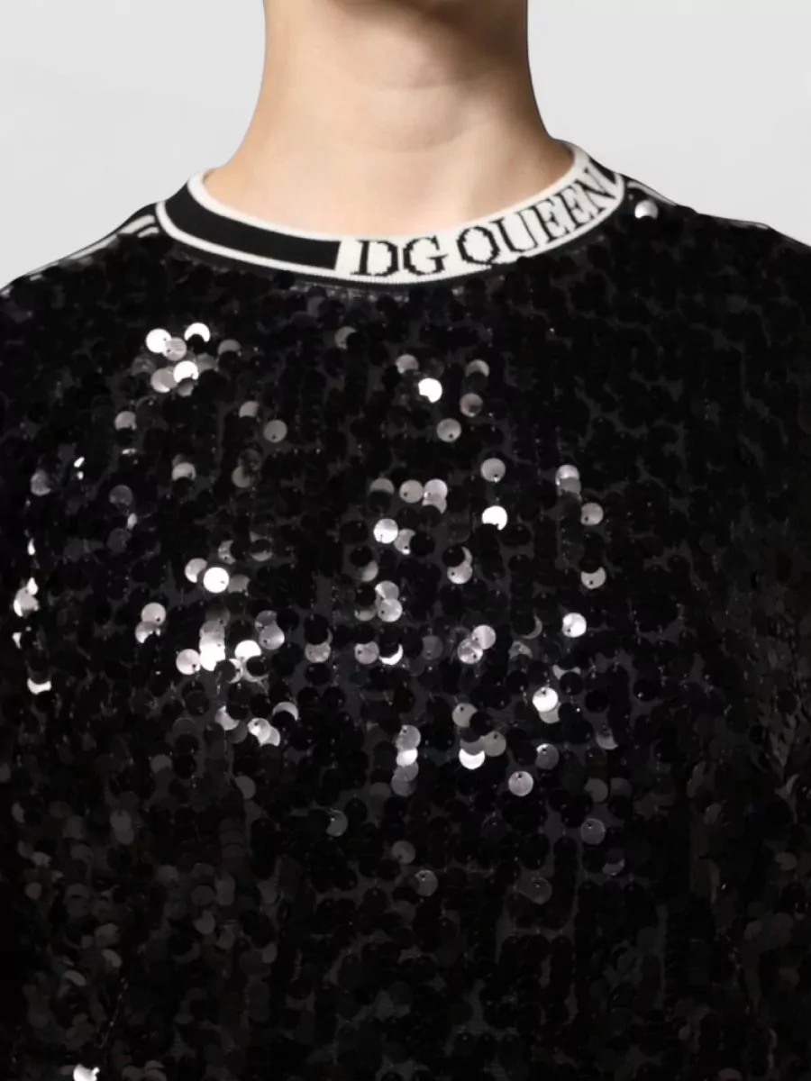 Dolce&Gabbana Sequin Long-Sleeve Pullover Sweater