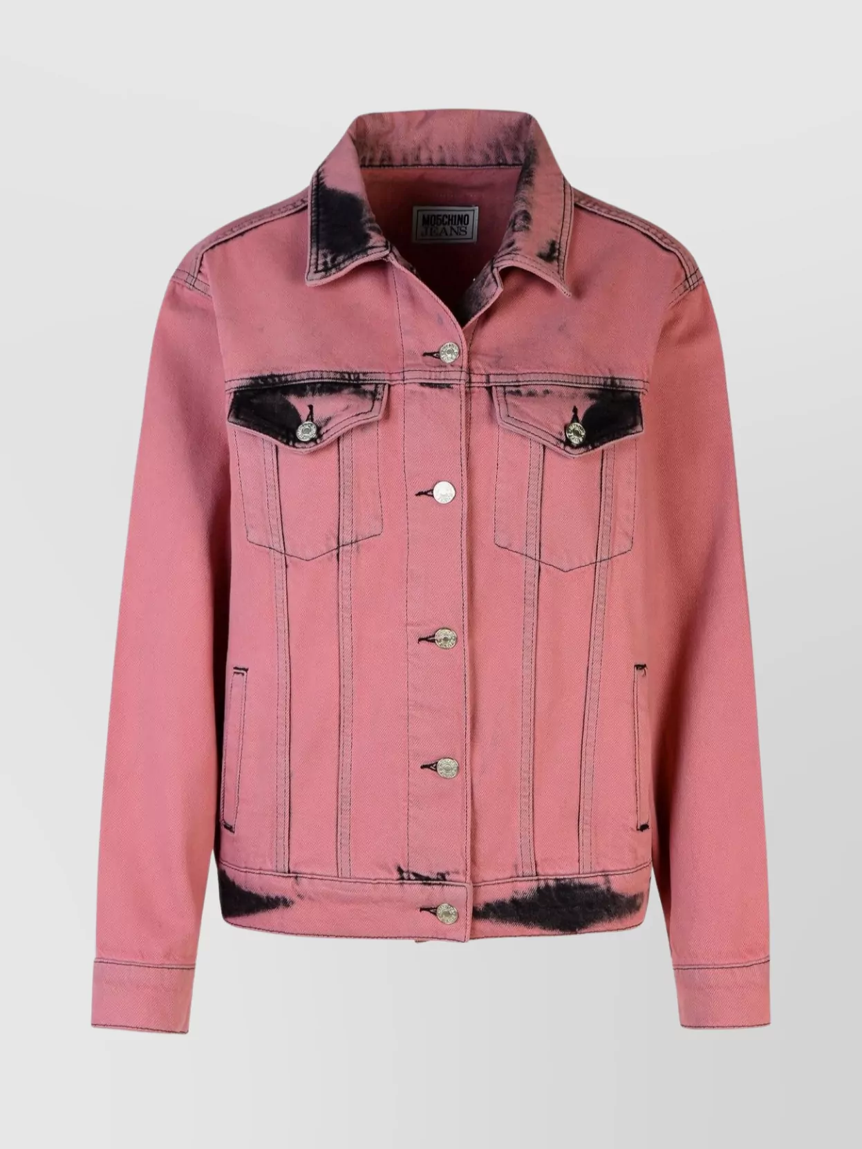 Moschino Cotton Jeans Jacket Featuring Adjustable Waist In Pink