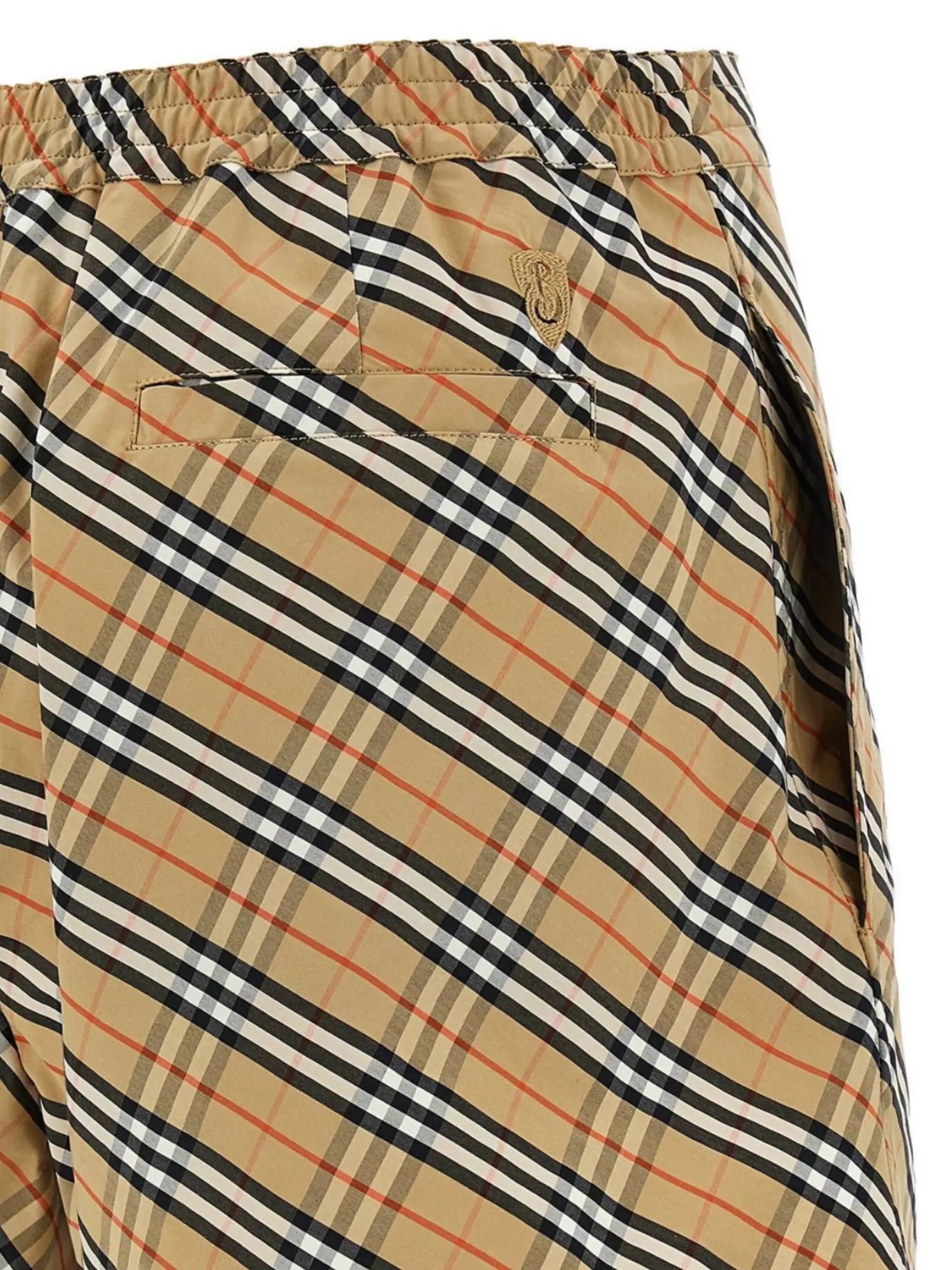 Shop Burberry 'checked Pattern Elastic Waistband Shorts'