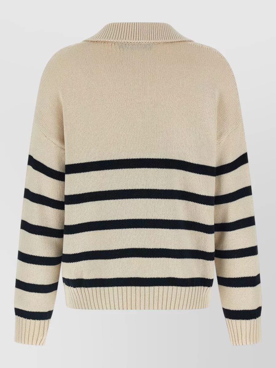 Weekend Max Mara Striped Cotton Knit Long-Sleeve Polo Shirt