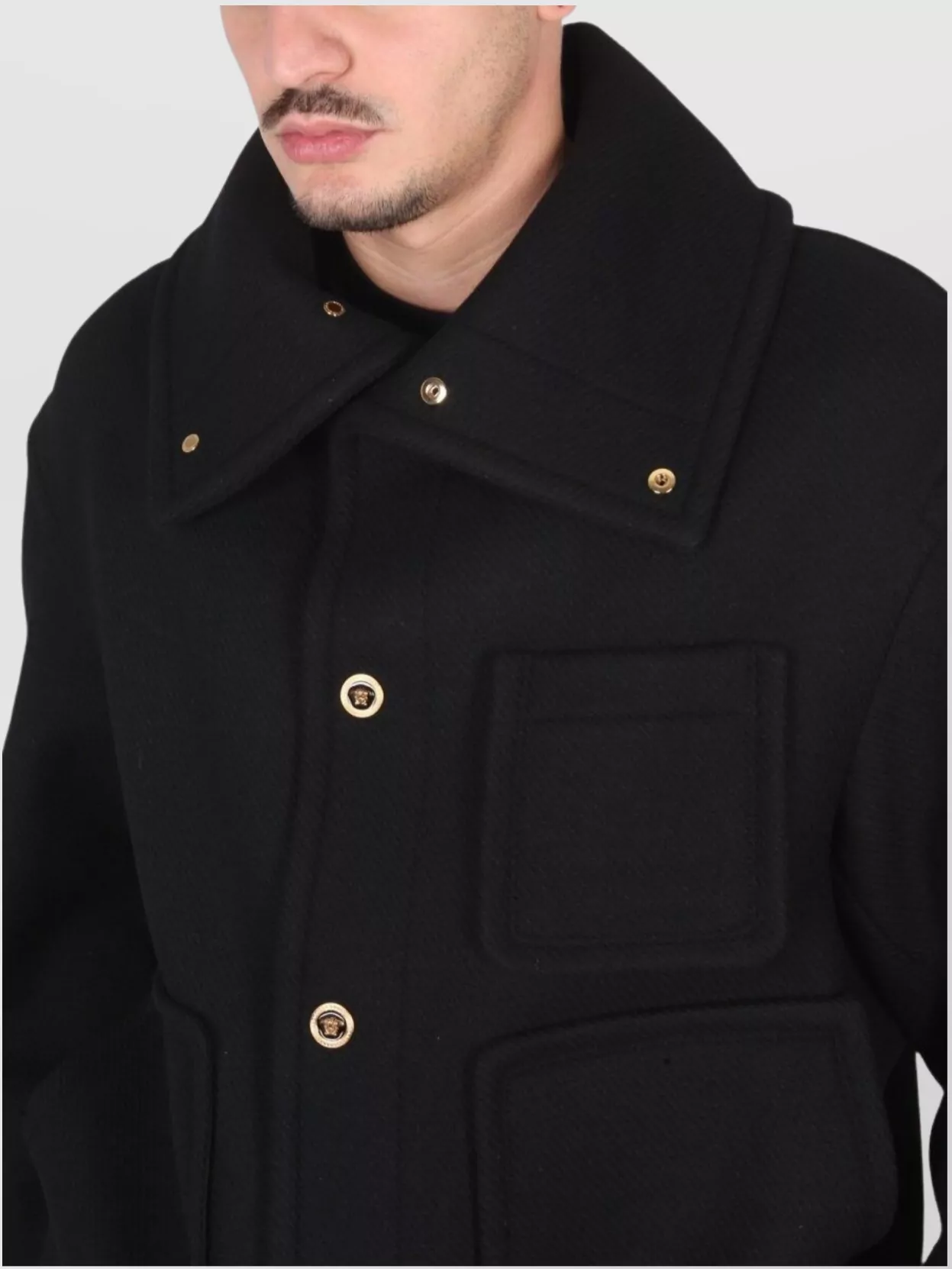 Versace Wool Jacket Featuring Medusa Embellishments