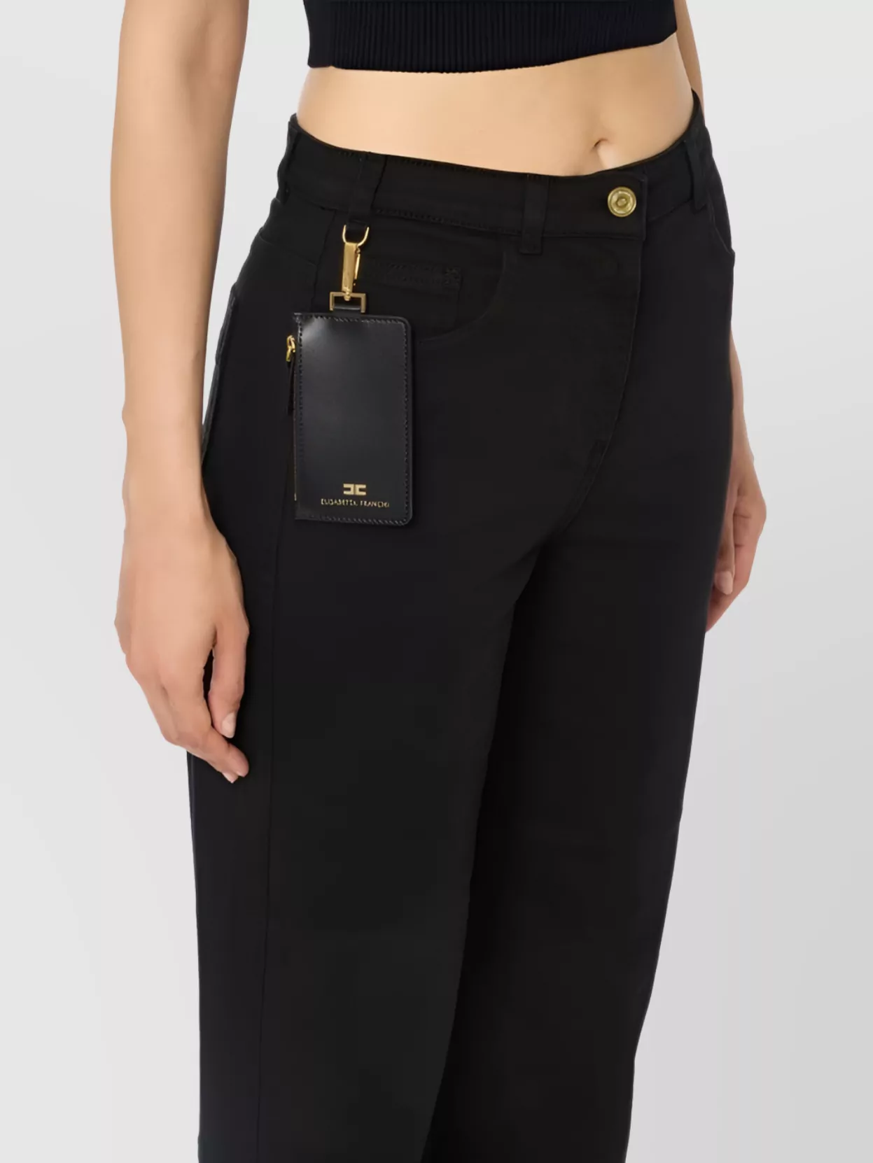 Elisabetta Franchi High Waist Straight Leg Jeans Trousers
