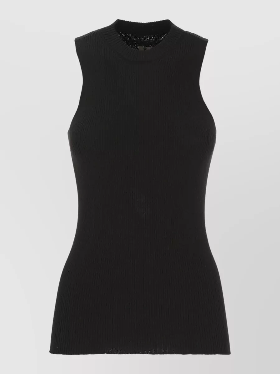 Rick Owens ribbed sleeveless high neck wool knitted top