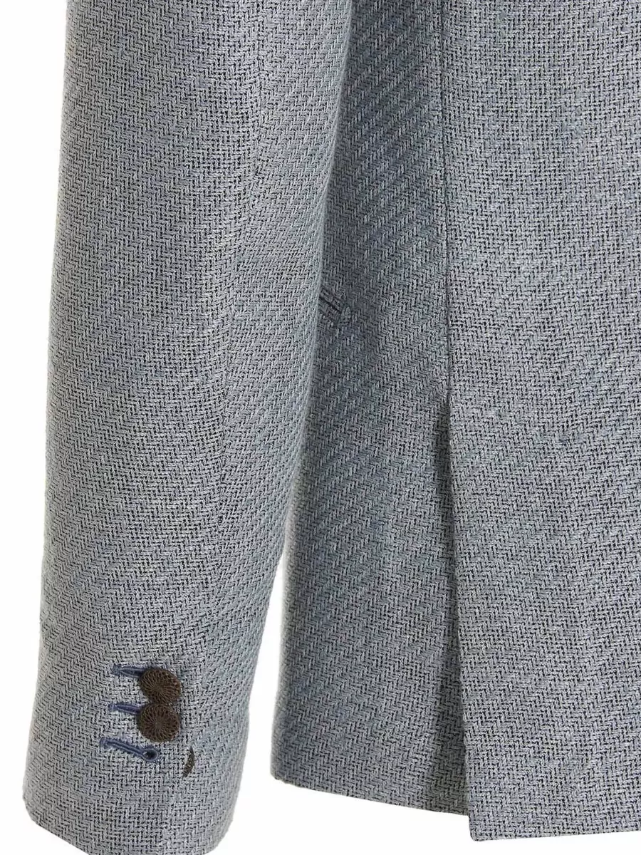 Maurizio Miri Silk Linen Single-Breasted Textured Blazer