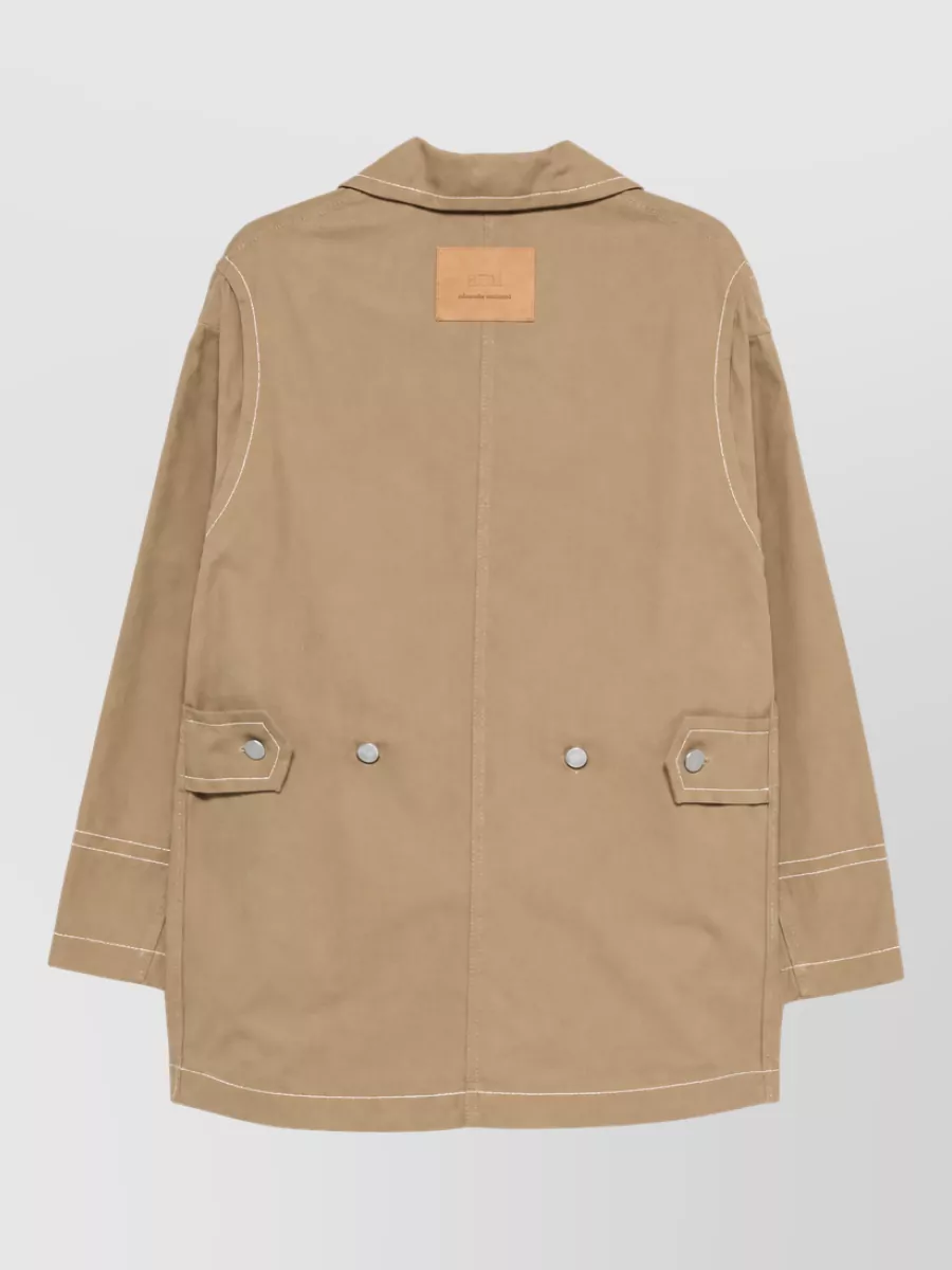 Ami Paris Cotton Single Breasted Coat