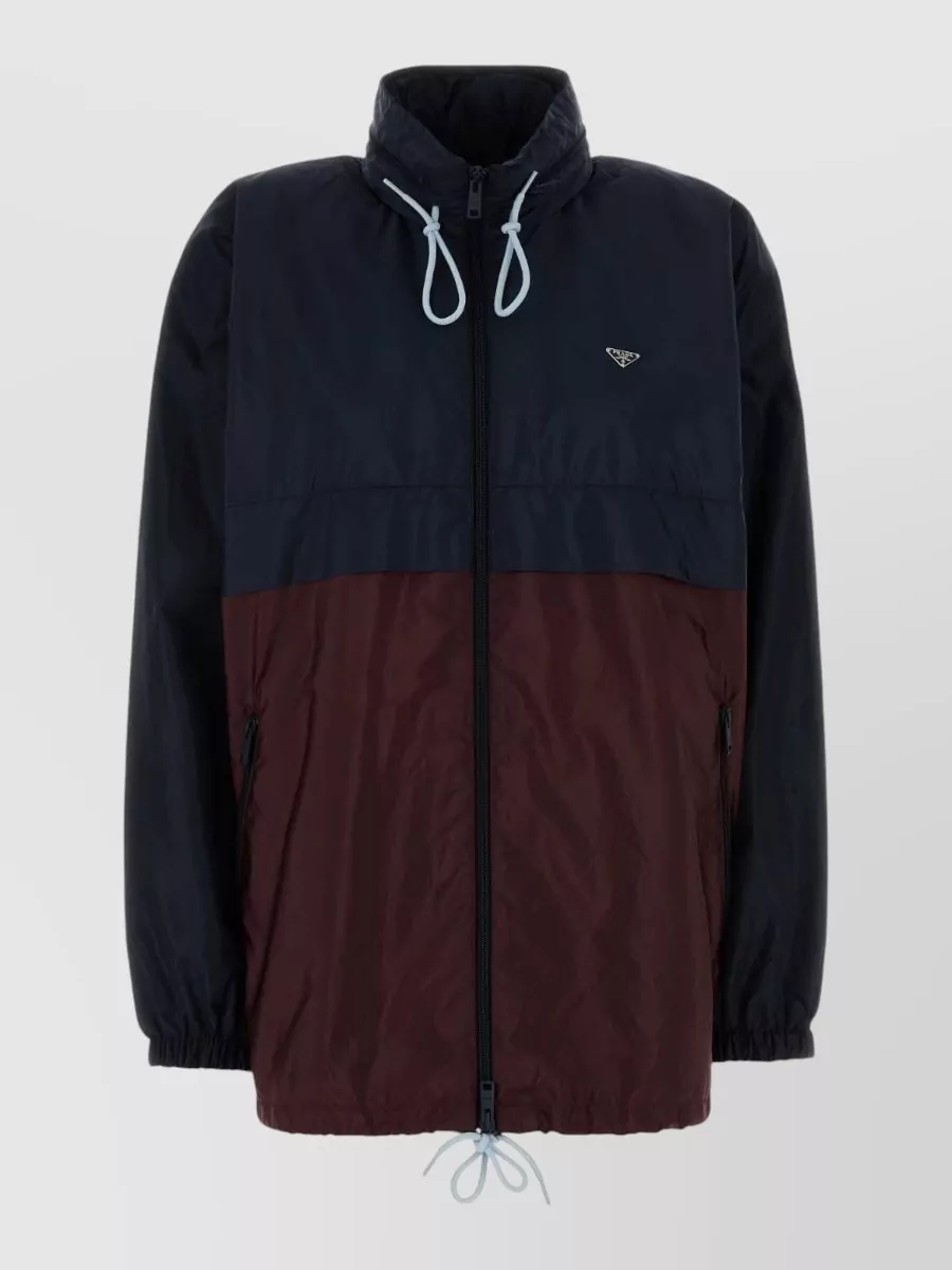 Prada Two-tone Windbreaker High Collar In Multi