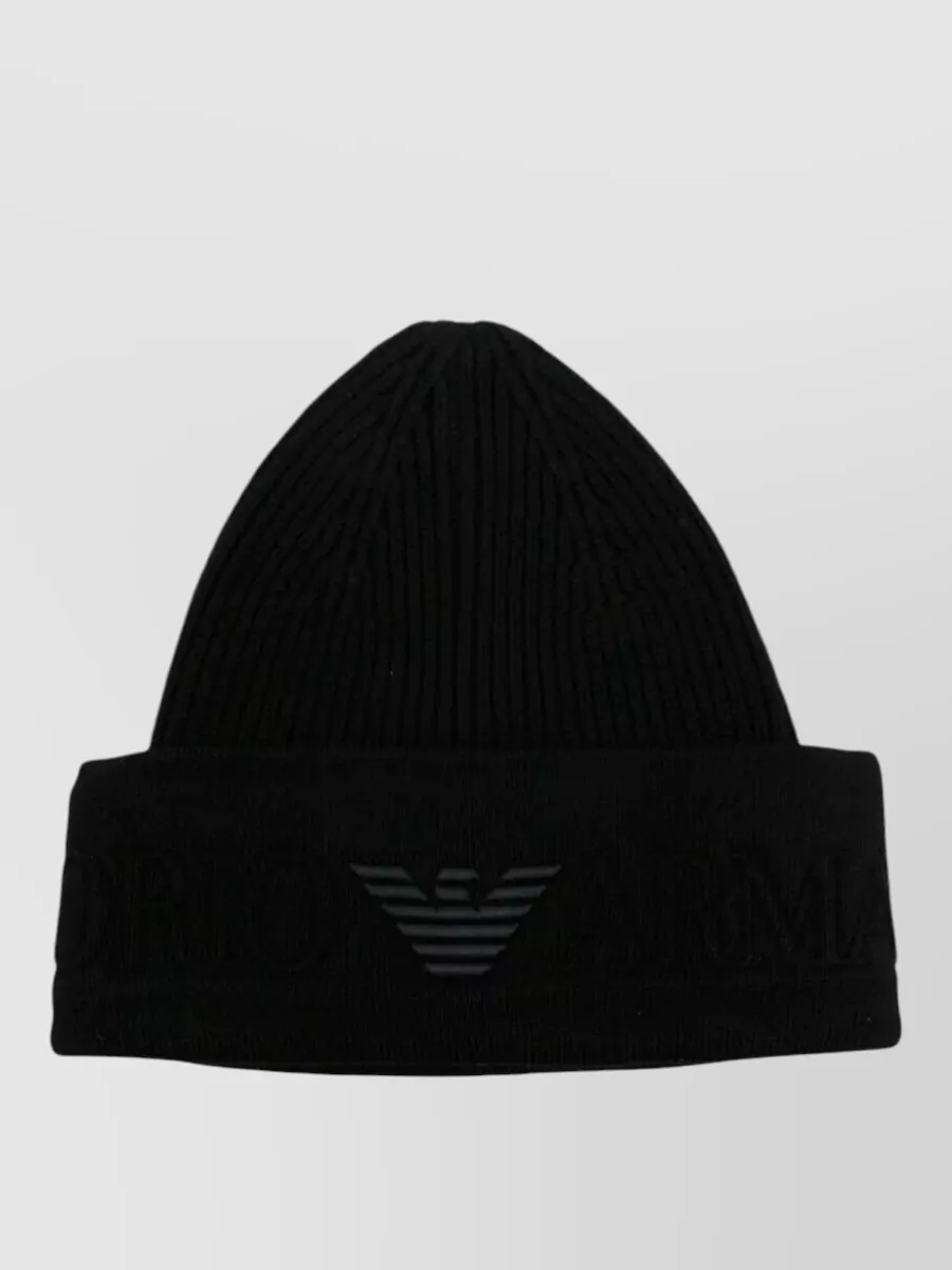 Emporio Armani ribbed virgin wool beanie