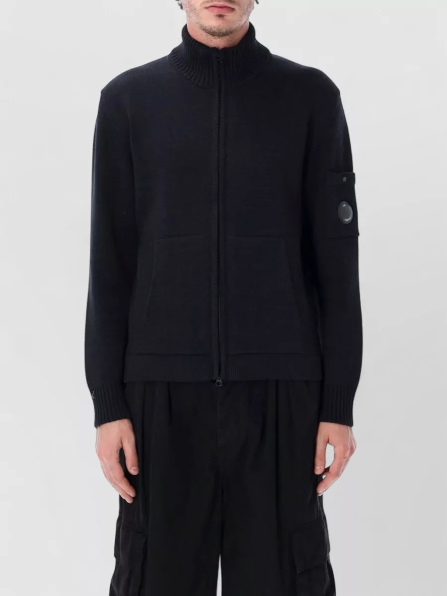 C.P. Company cotton ribbed high-neck zip cardigan
