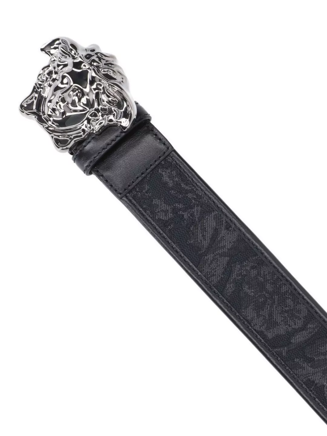 Versace Adjustable Textured Belts Decorative Buckle