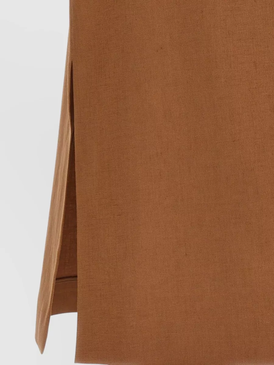 Fendi Linen Blend High-Rise Midi A-Line Skirt