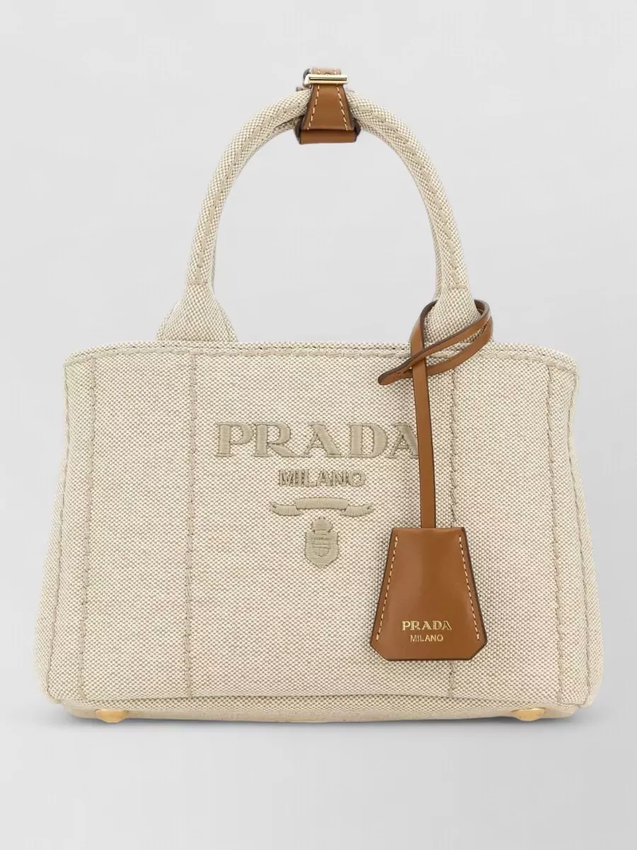 Prada two-tone canvas mini tote bag